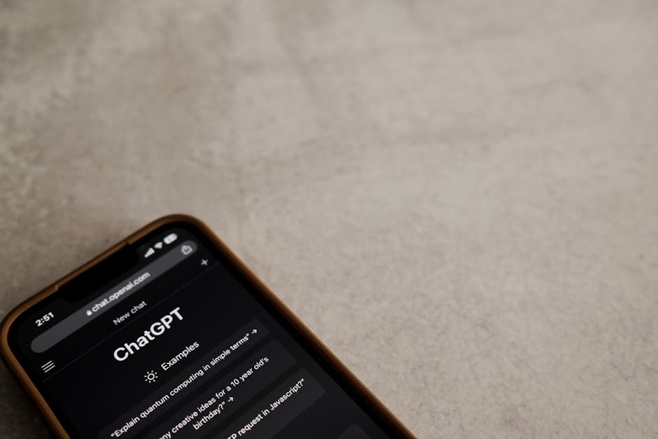 Smartphone screen displays ChatGPT AI, an effective tool for generating study guides, explanations, and text summaries.