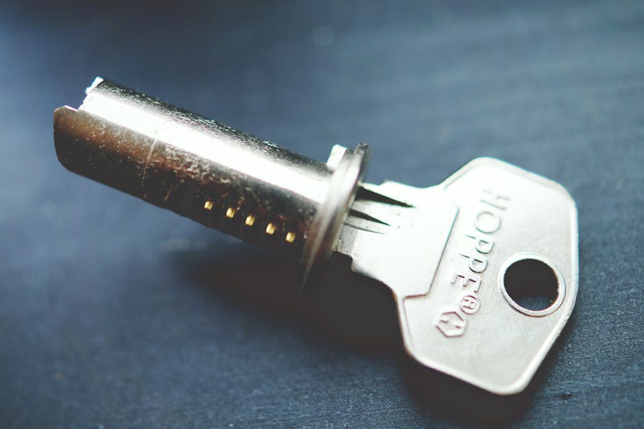 A metallic HOPPE key partially inserted into a lock cylinder, representing secure API key management.