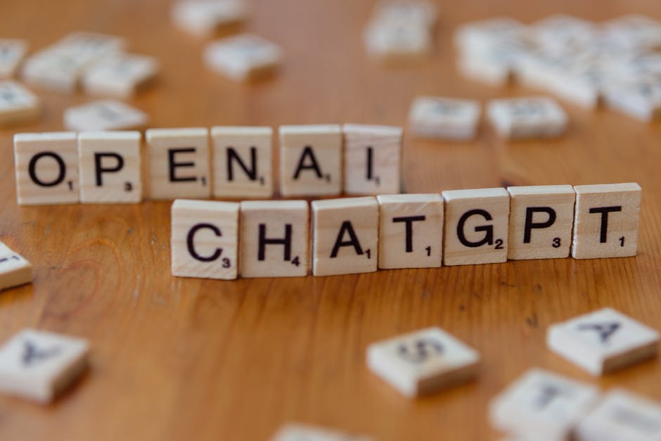 Scrabble tiles spelling 'OPEN AI' and 'CHAT GPT' on a wooden surface, representing AI for personalized travel.
