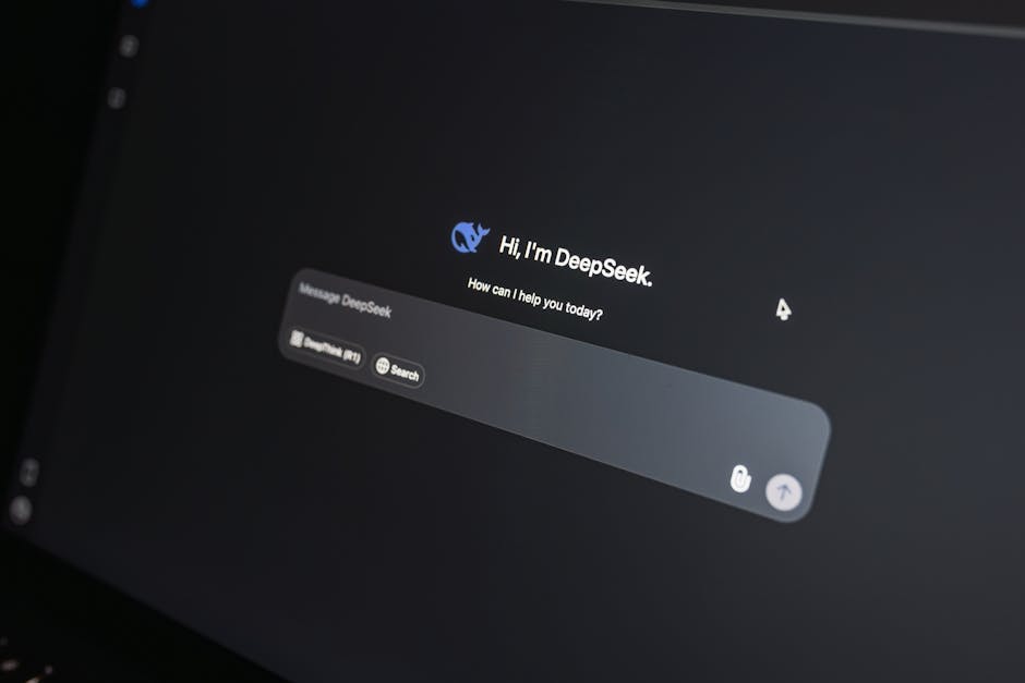 Screen showing a DeepSeek AI assistant chatbot interface, ideal for demonstrating data entry automation solutions.